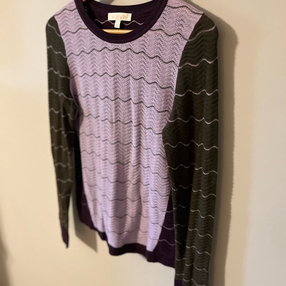 Etcetera Zig Zag Cashmere Blend Sweater Purple Green Small Mixed Media - Picture 4 of 8